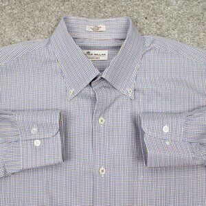 Peter Millar‎ Crown Soft Shirt Adult Large Cotton/Silk Blend Pink/Blue/Tan L/S